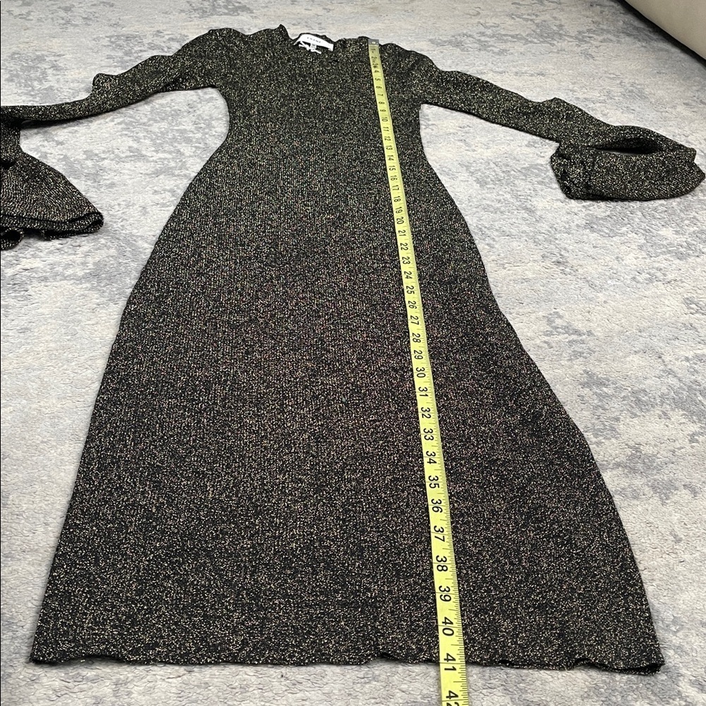 New Frame Godet Lurex Metallic Bodycon Dress Knit Sweater Glitter Sparkle Sz XS - Picture 9 of 11